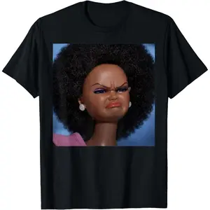 100% Cotton Funny Angry Disgusted African American Black Doll Face Meme T-Shirt
