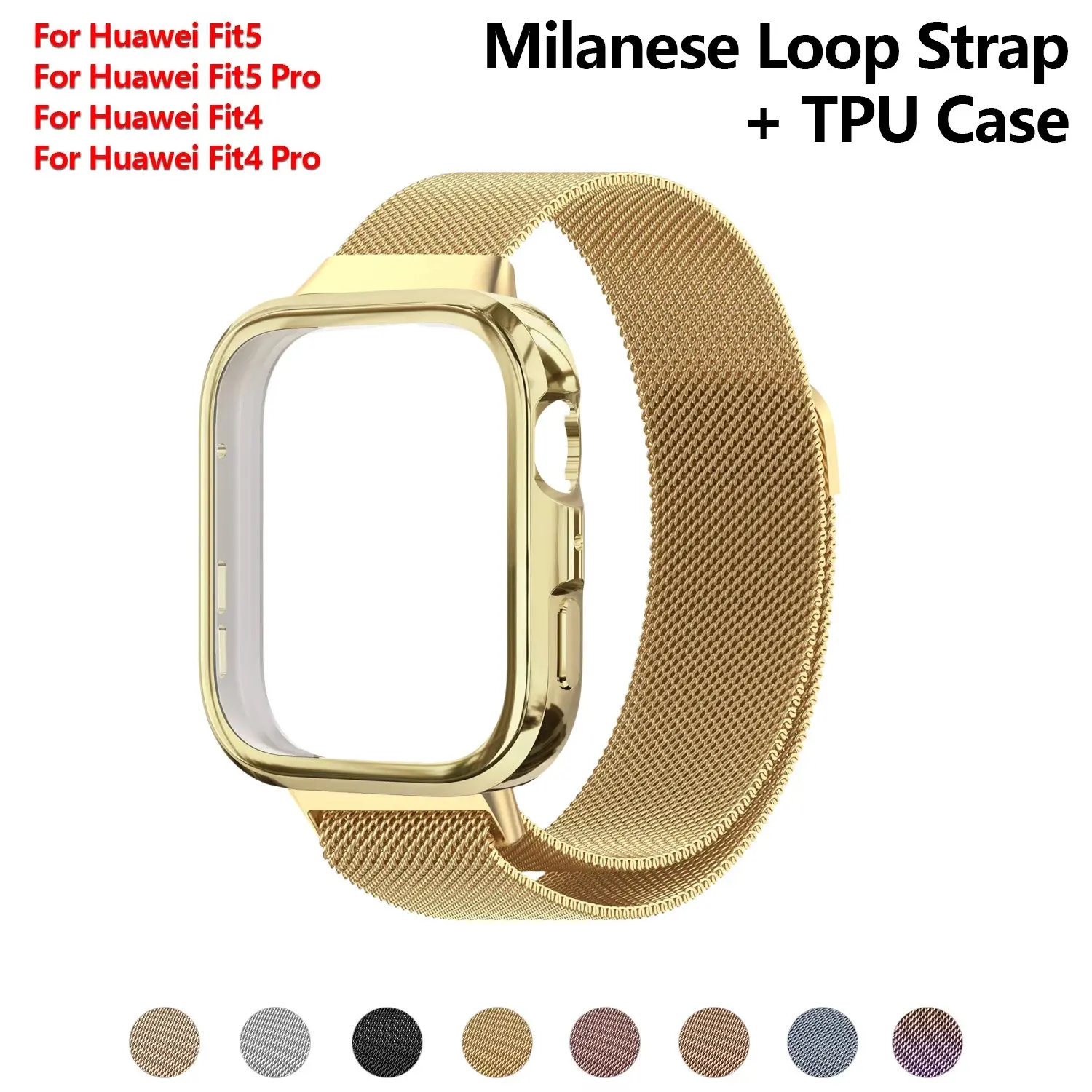 Band + TPU Case For Huawei Watch Fit 3 Fit 4 / Fit 5 Fit 5 Pro Replacement Band Metal Protective Cover Stainless Steel Smart Watch Accessories Smartwatch Accessories