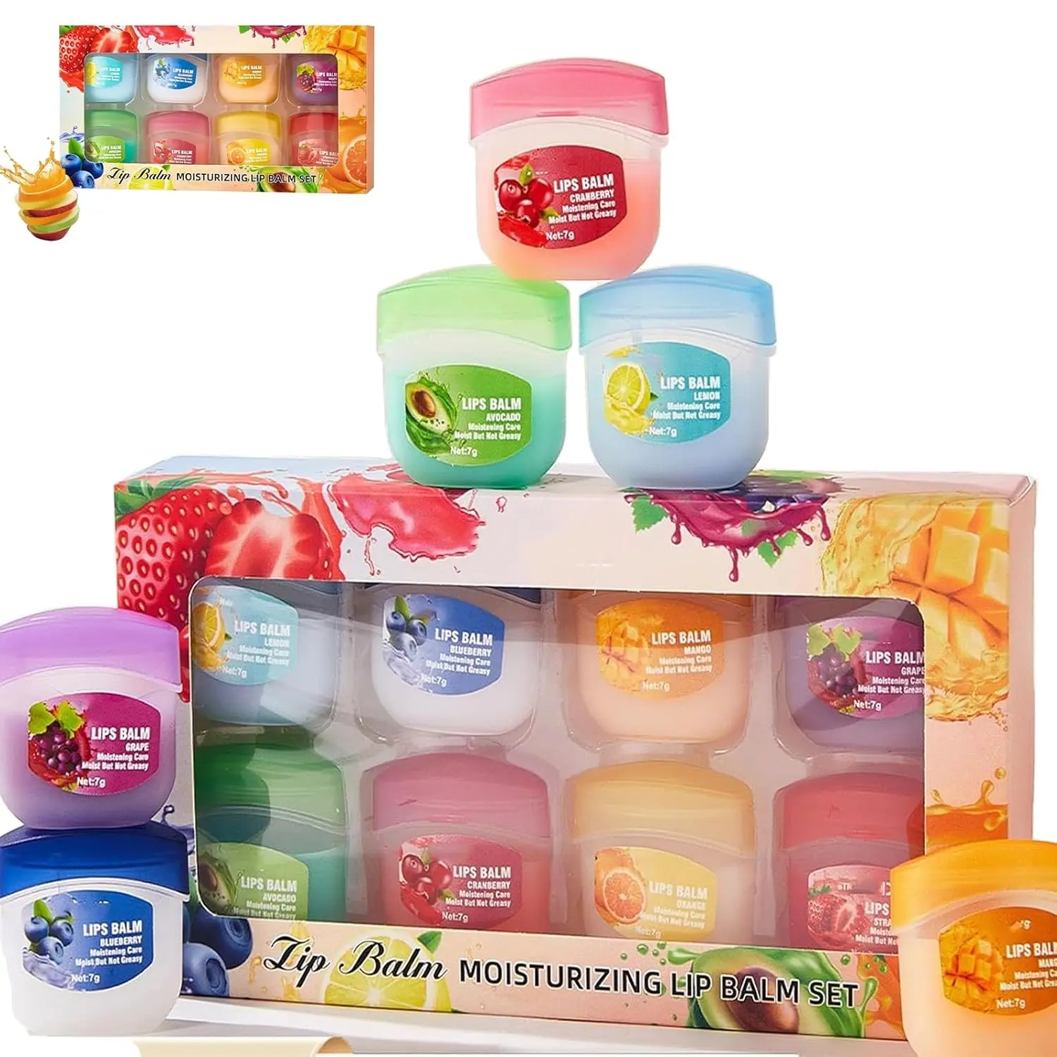 8-Pack Fruit Flavored Lip Care Set,Lip Balm Set,Mini Lip Balm Anti Chapping Lip Mmoisturizers,Moisturizing & Repairing