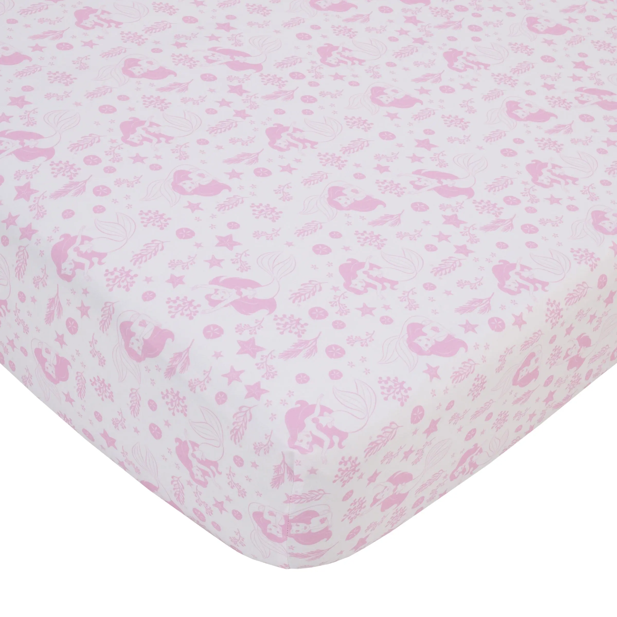 The Little Mermaid Pink and White Ariel Cute by Nature Fitted Crib Sheet
