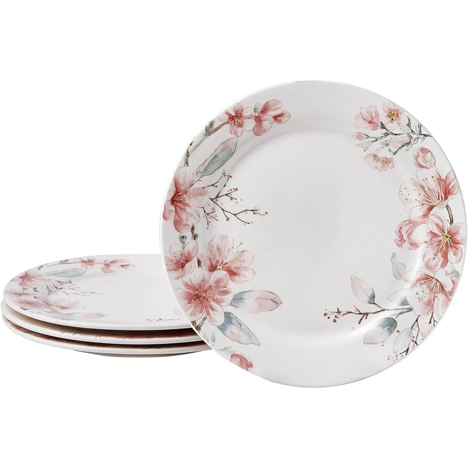 Spring  Dinner Plates Set of 4, 11 Inch Large Ceramic Plates for Pasta, Steak, Stylish Serving Dishes, Microwave and Dishwasher Safe, Gift for Housewarming and Thanksgiving