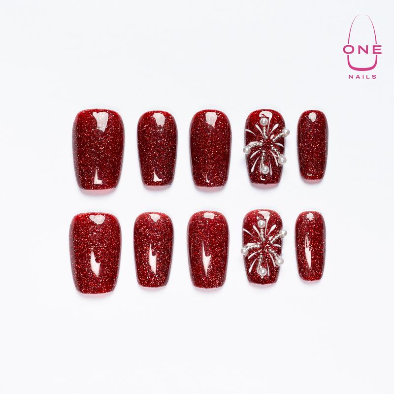 U1 Nails Lunar New Year Collection Handmade Medium Square Press on Nails for Festive Everyday Wear
