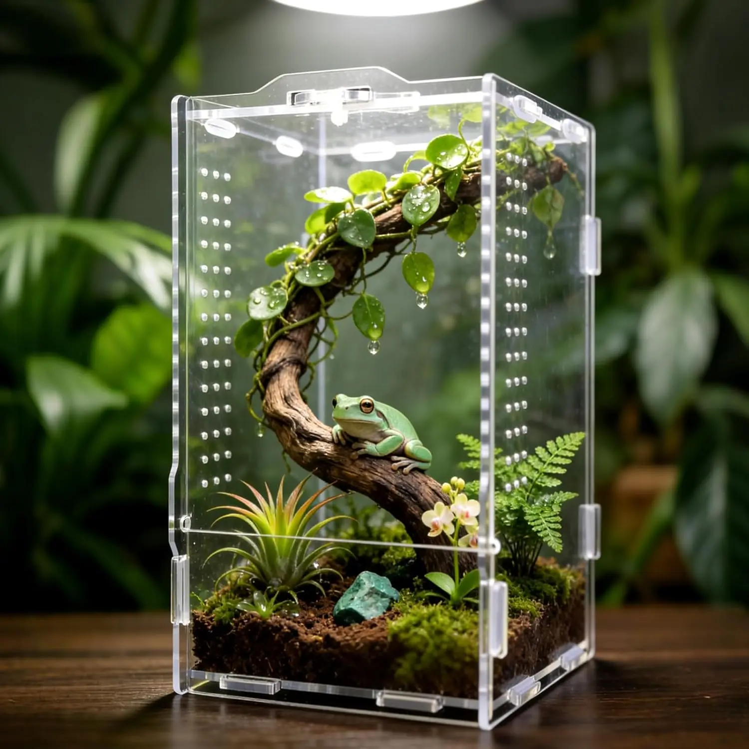 Acrylic Rectangle Transparent Jumping Spider Enclosure - Easy Access Bug Terrarium for Tarantula, Snail, Praying Mantis (Classroom & Pet Use) - 4.7" x 4.3" x 7.8" Reptile & Amphibian Habitat