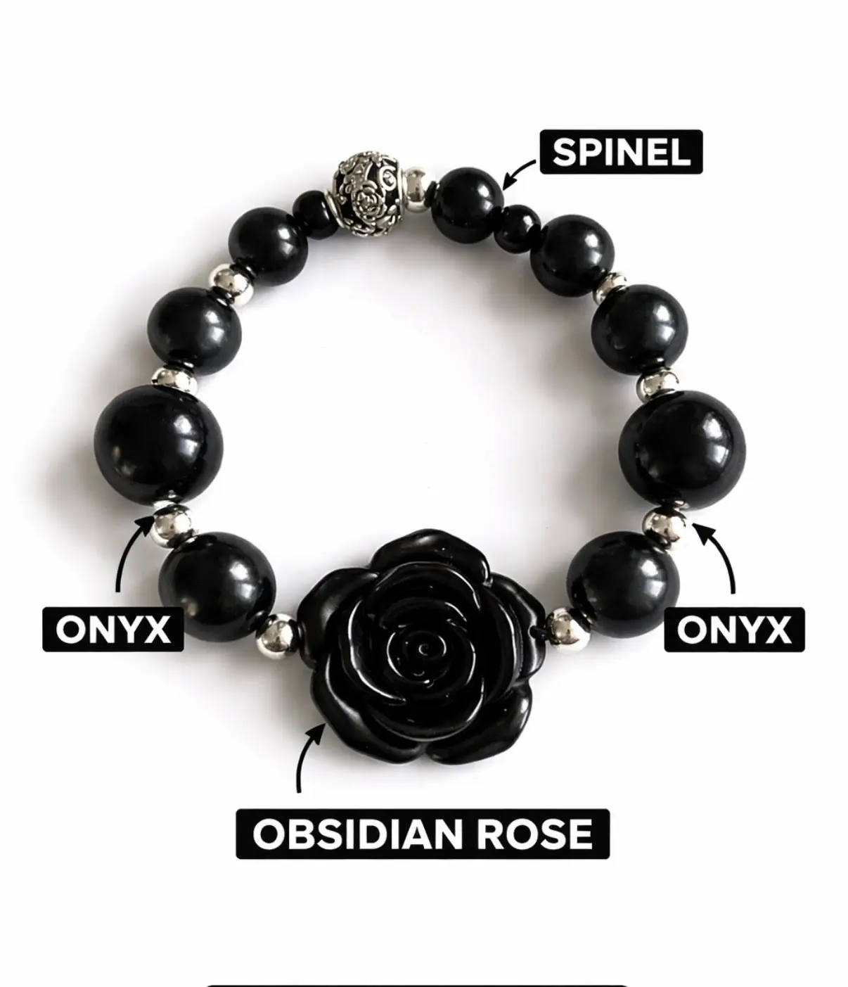 Protection & Power  Bracelet ” Black Spinel & Obsidian Bracelet