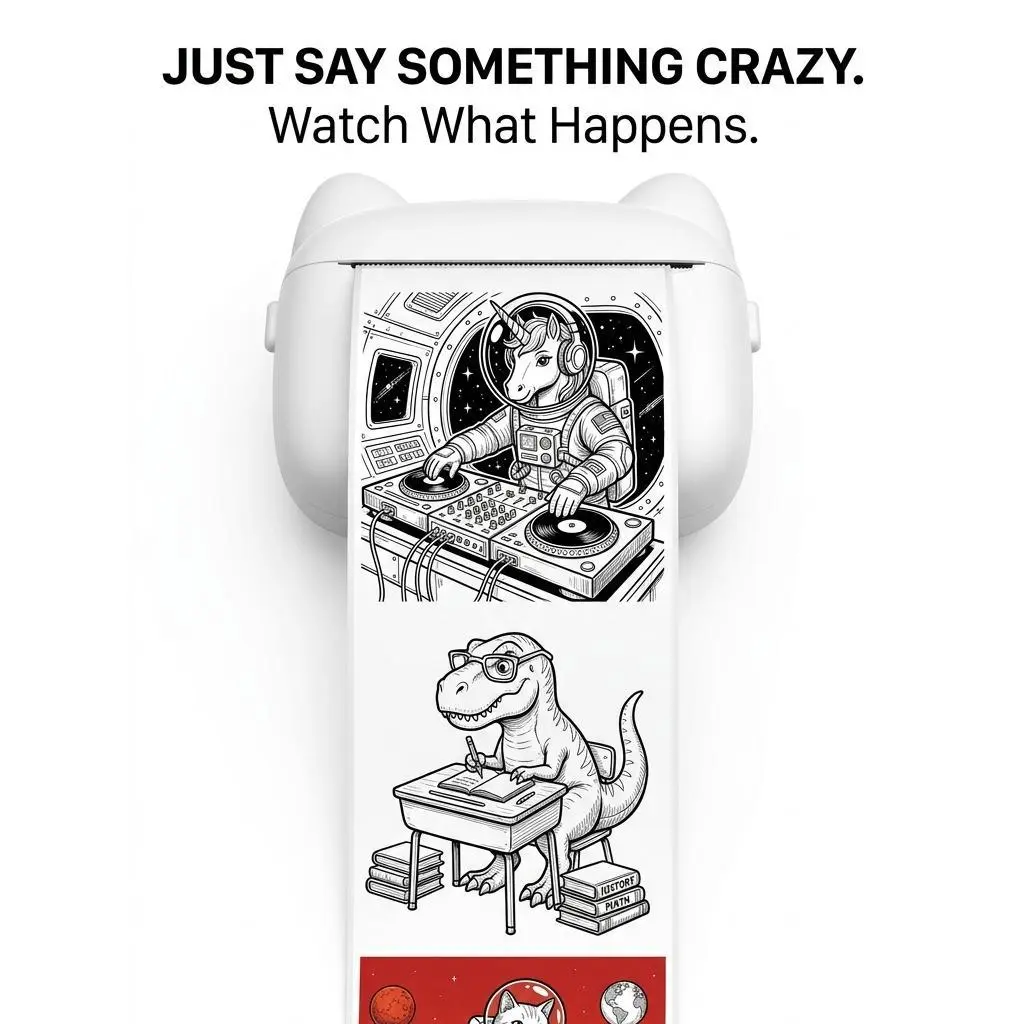 Less Screen Time, More Creativity  AI Voice WiFi Sticker Printer – Speak & Print Mini Toy for Kids