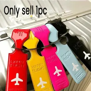 Creative Airplane Pattern Luggage Tag, PU Leather Travel Accessory, Suitcase Label, Identity Address Tag, Essential Travel Item