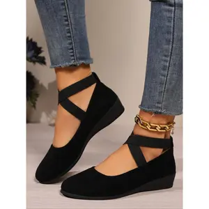 2025 Closed Wedge Shoes For Women, Stylish Closed Toe Design In Faux Suede, Comfort And Style For Day Or Night Wear
