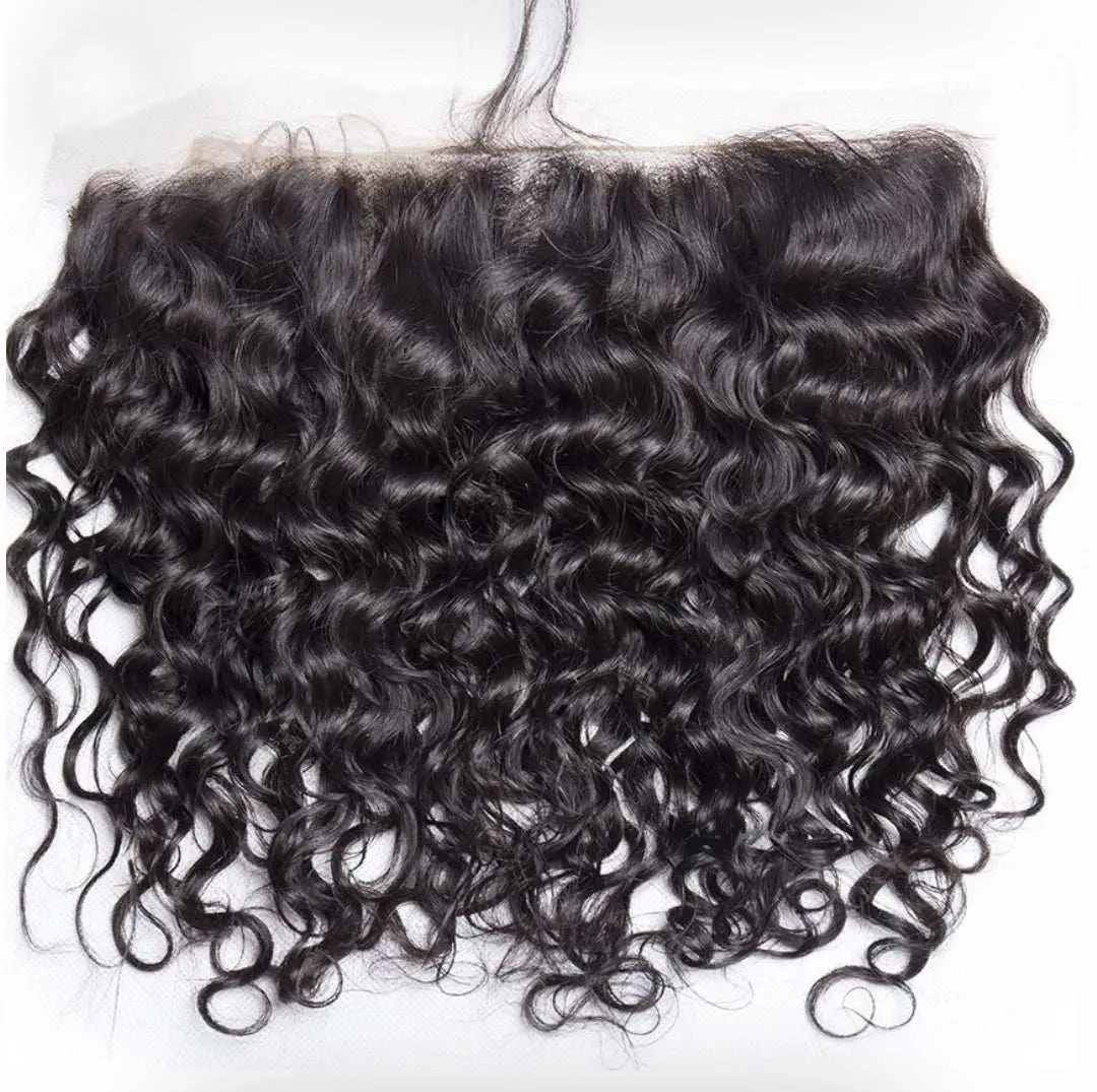 Virgin Human Malaysian 13x4-13x6 Frontal, Water Wave, Natural Look, Seamless Edge, Wavy Texture Human Hair Extension, High-Quality Material, Long-Lasting