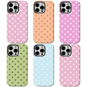 Retro Y2K Aesthetic Candy Color Polka Dot MagSafe Phone Case for iPhone 17/16/15/14/13/12/11 Pro Max/Plus, Minimalist Magnetic Shockproof Protective Cover