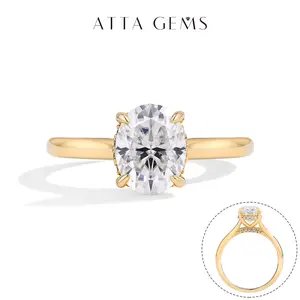 Classic D VVS1 Color Oval Cut 2.0ct Lab-Created Moissanite Ring for Women Engagement Wedding Anniversary Fine Jewelry Gift R112