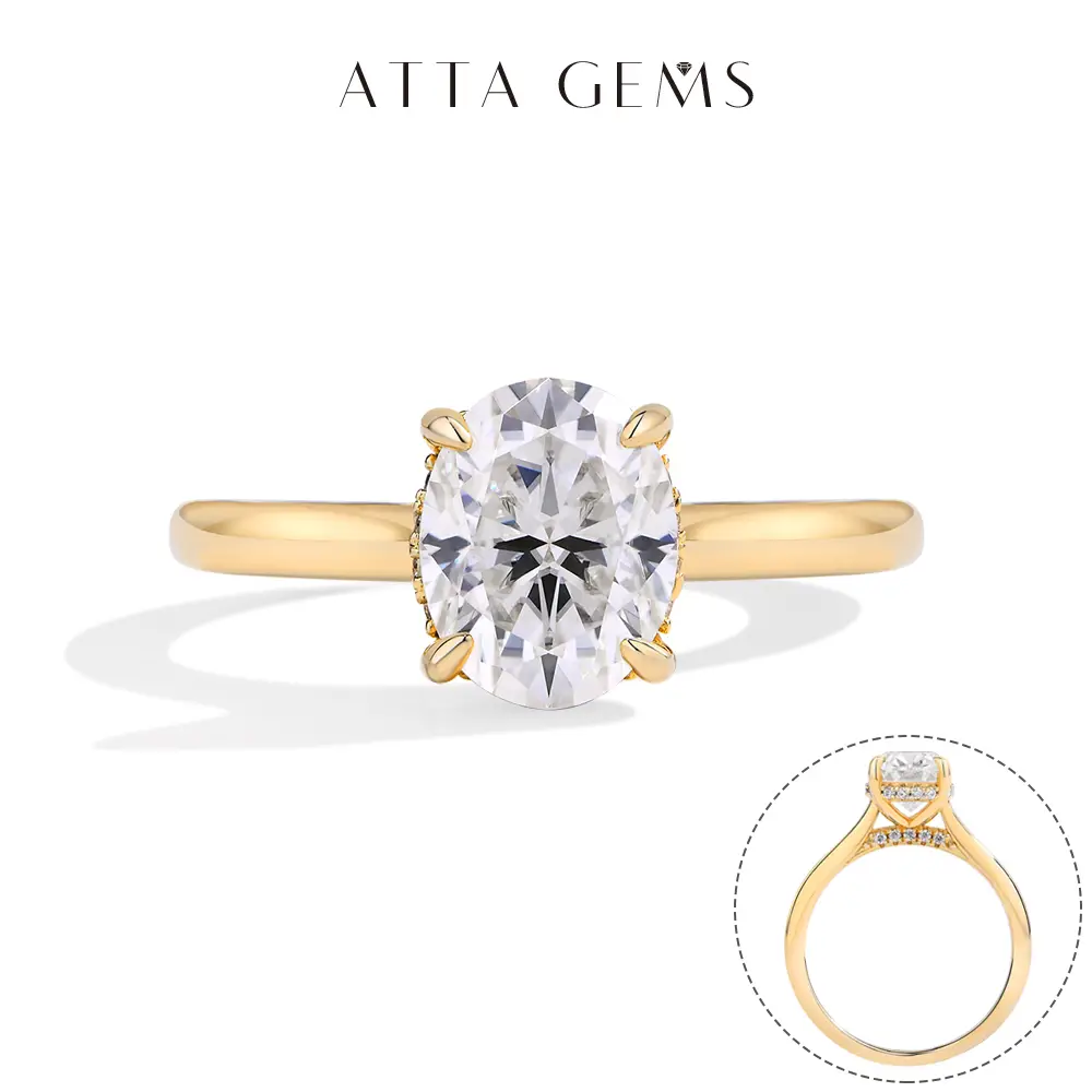 Classic D VVS1 Color Oval Cut 2.0ct Lab-Created Moissanite Ring for Women Engagement Wedding Anniversary Fine Jewelry Gift R112