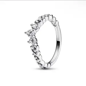 925 Sterling Silver Crown Ring with Cubic Zirconia – Solid S925 Fine Jewelry