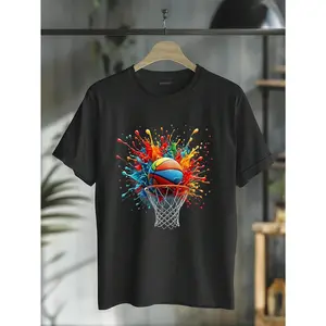 100% Cotton Colorful Basketball Tie Dye Hoop Splash Basketballer T-Shirt
