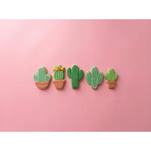 Cactus Cookie Set | 2" 3" 4" 5 Piece Desert Garden Succulent Stamp & Outline