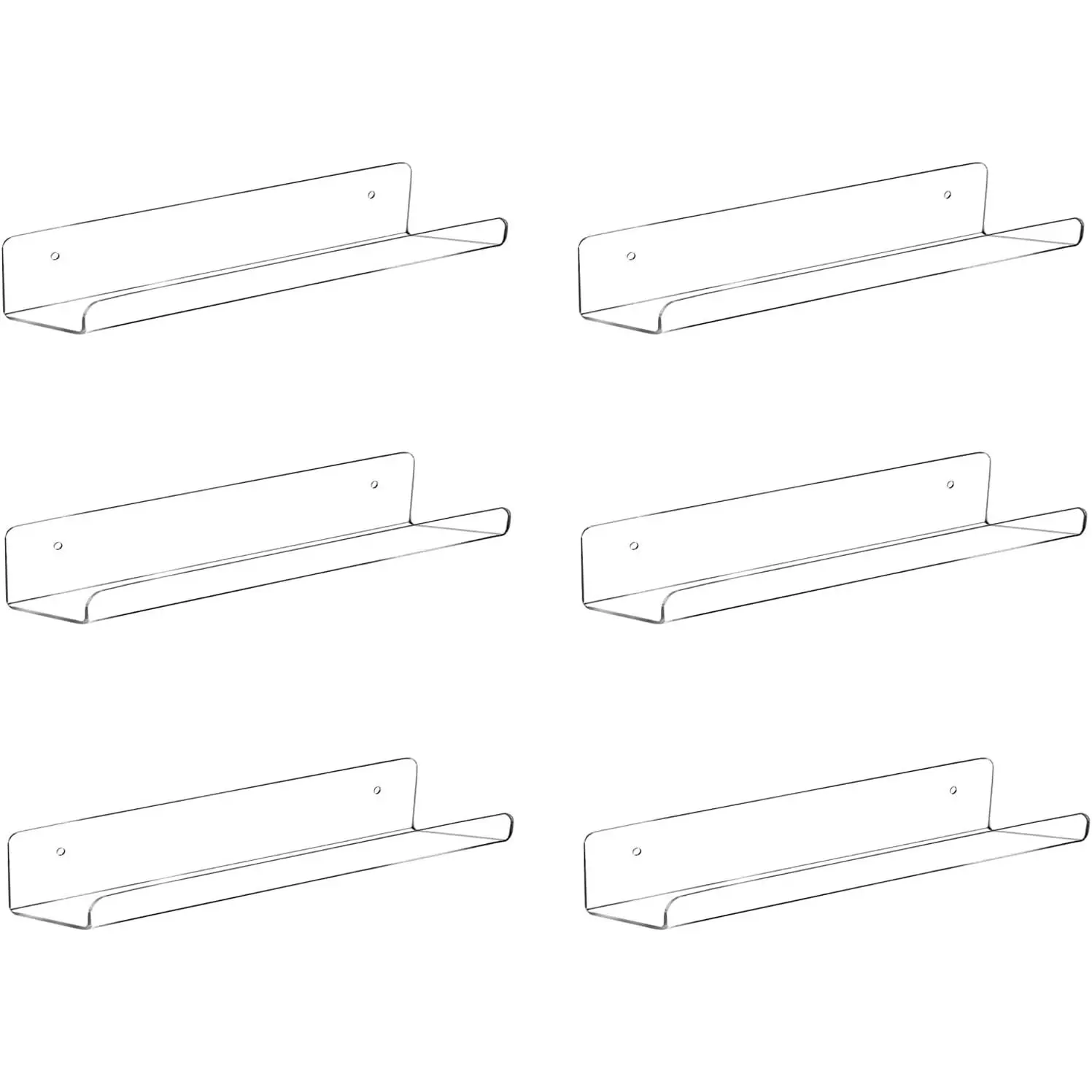 Vinyl Record Shelf Wall Mount,12 Inch Magazine Display Shelves,6 Pack,Acrylic Album Record Holder Display,Floating Wall Shelves for Bathroom