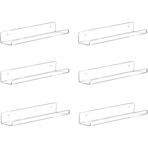 Vinyl Record Shelf Wall Mount,12 Inch Magazine Display Shelves,6 Pack,Acrylic Album Record Holder Display,Floating Wall Shelves for Bathroom