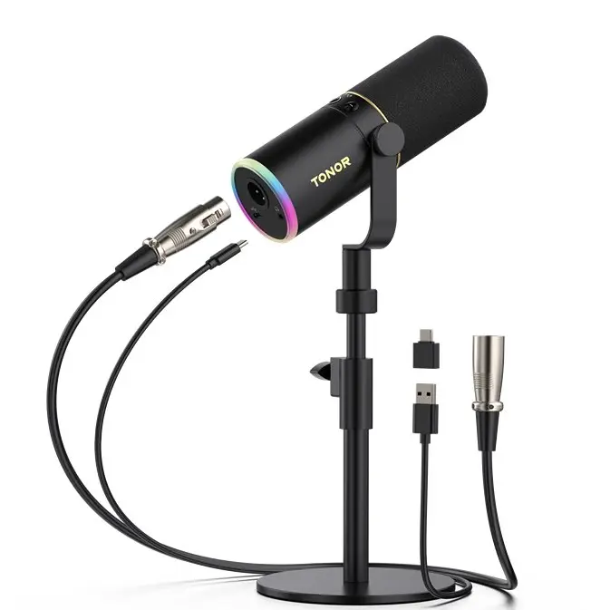 TONOR TD510 Wired Dynamic Pro Audio Mic - USB/XLR Dual Ports, Noise-Canceling, 3.5 mm Jack, Quick Mute, Headphone Output, Plug-and-Play Gaming Computer Mic, Podcast Equipment