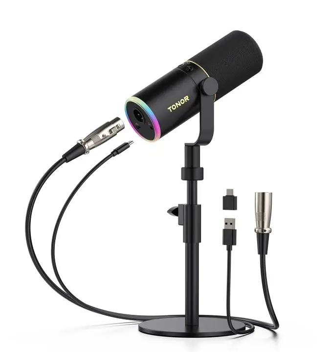 TONOR TD510 Dynamic Microphone, USB/XLR PC Microphone for Podcast, Recording, Live Streaming & Gaming, with Quick Mute, Headphone Output