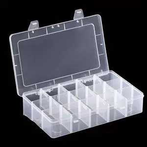 1/2/3pcs Large 15 Grids Transparent Detachable Divided Grid Hardware Electronic Component Jewelry Box Tape Stationery Storage Box Plastic Box