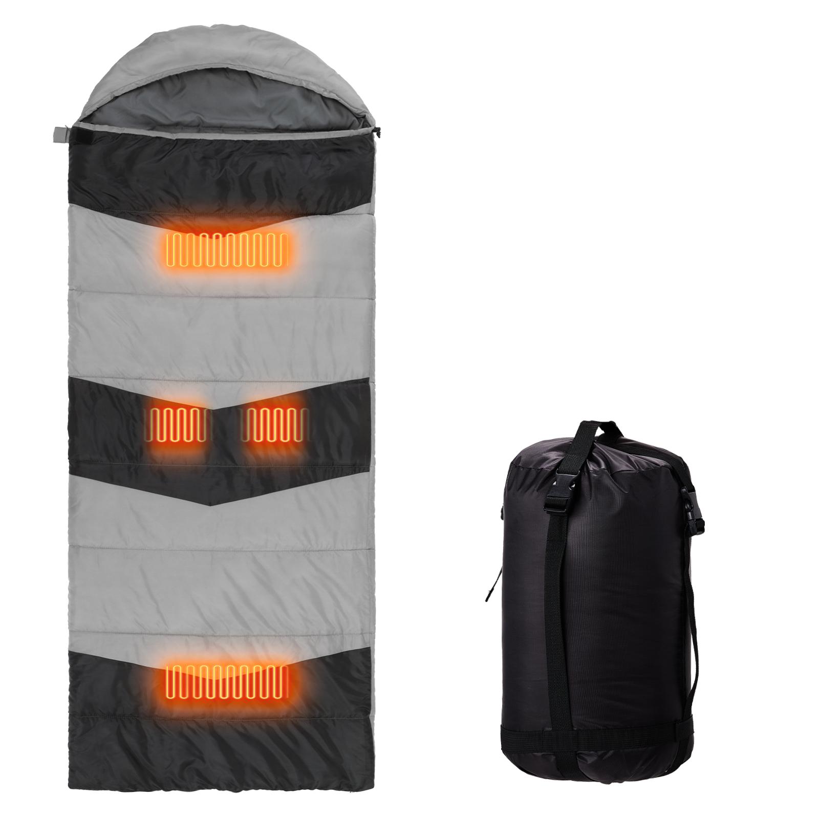 Rectangular Heated Sleeping Bag, Lightweight Sleeping Bag with Multi USB Powered Heating Pads, Waterproof Compact Envelope Sleeping Bag for Backpacking Hiking, Gray Rectangular Heated Sleeping Bag, Lightweight Sleeping Bag with Multi USB Powered Heating Pads, Waterproof Compact Envelope Sleeping Bag for Backpacking Hiking, Gray