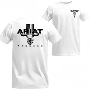 Ariat Black T-Shirt Classic Logo Graphic with B0ld Lettering Unisex Relaxed Fit Short Sleeve Machine Washable Western Cowboy Gift Menswear Streetwear Vacation Outfits