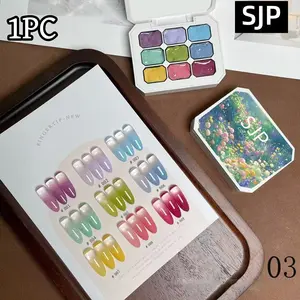 9-Color Smudge Gradient Painted Glue Palette, 1 Count Long-Lasting Gel Nail Polish, Colorful Nail Products for All Styles and Occasions