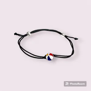 Charm Popz Beachball sterling silver adjustable & interchangeable black cord bracelet