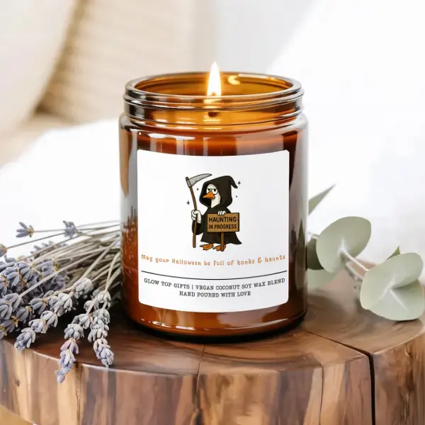 Halloween Goose Candle Gift,  Funny Goose Bestie Gift,  Happy Halloween Candle,  Spooky Vibes Fall Candle,  Honk & Haunt Vibes