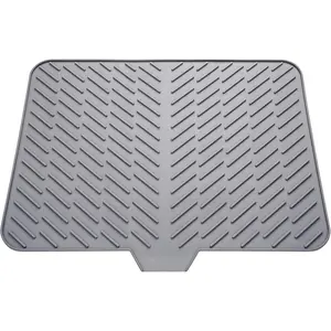 Silicone Drying Mat, 23"X17" With Built-in Drain Lip,Heat-Resistant,Eco-friendly,Hygienic Drying Pad,Leak-Proof and Non-Slip,Silicone Dish Drying Mat for Kitchen Counter or Sink(Gray 23X17)