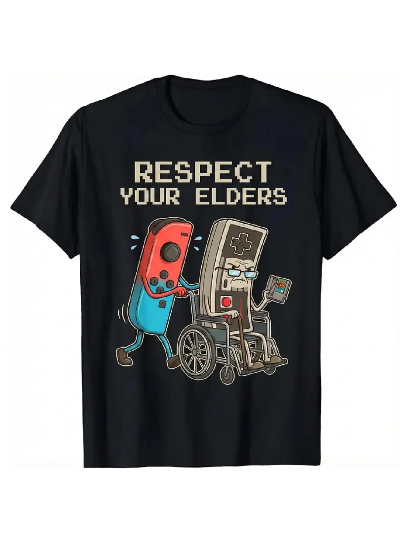 Funny Retro Gamer Graphic T-Shirt, Soft Cotton Tee, Vintage Classic Console, Old School Gaming Lover Gift, Unique Humor Design, Unisex Casual Wear, Streetwear, Jersey, Fitted, Tops, Medium