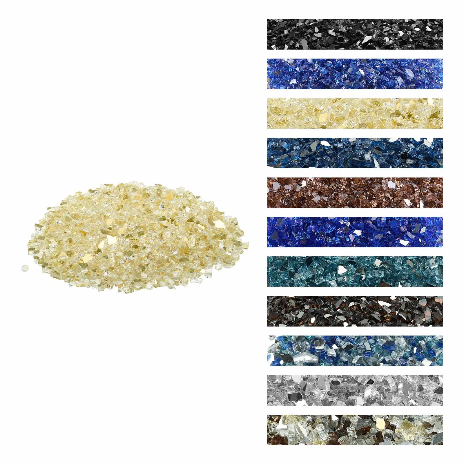 VEVOR Tempered Glass, 10 Lbs / 4.5 Kg Heat Resistant, 1/2 in/12.7 mm Reflective Smokeless High Luster, for Fire Pit Table, Fireplace, Creates Artistic Fire Pit Look & Cozy Atmosphere, Gold#BackToSchool