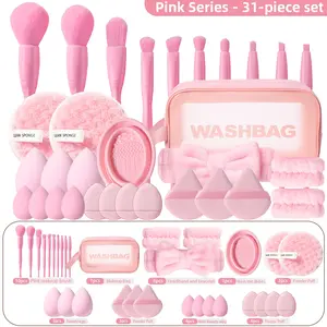 Makeup Brush Tool Set Combination Soft Bristle Powder Brush Blush Brush Eyeshadow Brush Powder Puff Beauty Sponge All-In-One Makeup Tools