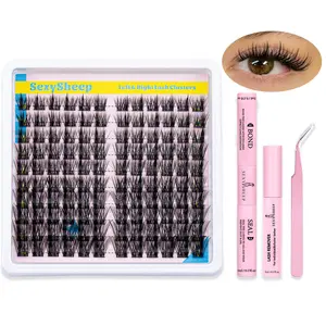 Sexy Sheep Eyelash Extension Kit, Dense D Curl Lashes with Bond and Seal remove, DIY Eyelash Extensions for Beginners