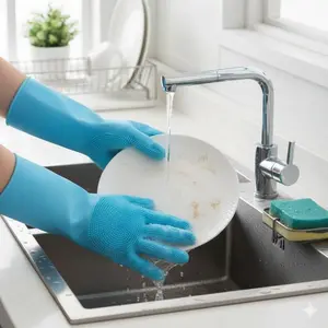 Non-Slip Cleaning Gloves: Heat-Resistant, Reusable, Durable Multi-Scene Gloves for Kitchen, Dishwashing, Countertop, Gardening. Enhanced Grip Texture, Oil & Scratch Resistant, Easy to Clean. Protect Hands for Home Chores.