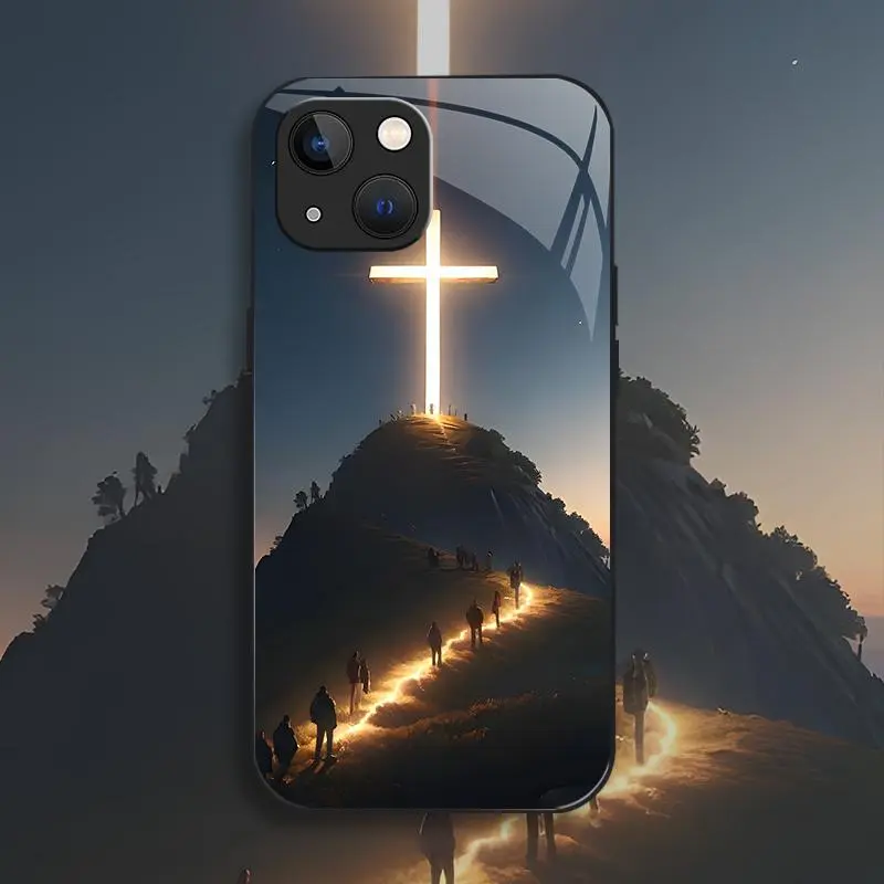 Suitable for [iPhone 13] New high-end Jesus glass mobile phone case New business simple glass mobile phone case Affordable price Anti-drop and anti-fingerprint 995