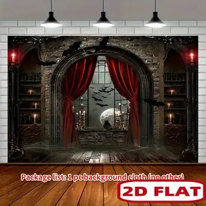 Gothic Castle Tapestry Library Backdrop Dark Fantasy Theme Wall Hanging Photography Background for Party Decoration Living Room Indoor Outdoor Event Decor Polyester
