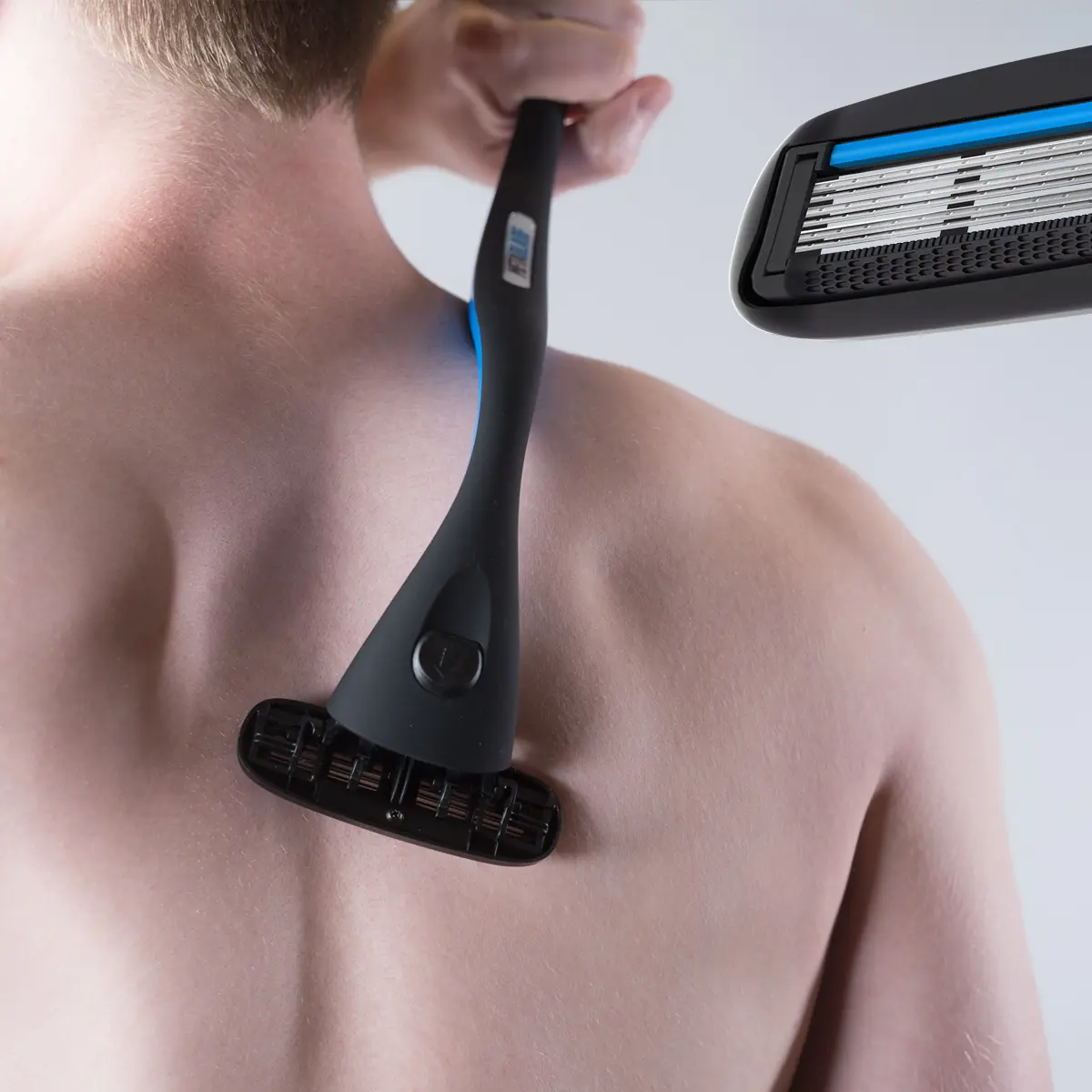Metablade Men's Back Shaver - Long Handle, Ultra-Wide Stainless Steel Replaceable Blade, 2-Piece Body Hair Trimming Groomer Tool for DIY Shaving (Multi-Pack Option), Two Piece