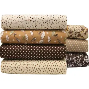 7 PCS/lot Coffee Series Floral Cotton Fabric Quilting Patchwork Fat Quarter Bundles for Scrapbooking, Cloth Sewing, DIY Crafts, Handmade Bags and Pillows-19.7X19.7in