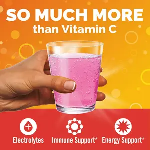 Emergen-C 1000Mg Vitamin C Immune Support Powder Raspberry 30CT with Zinc Manganese 7 B Vitamins & Electrolytes for Optimum Wellness & Natural Fruit Flavor Drink Mix