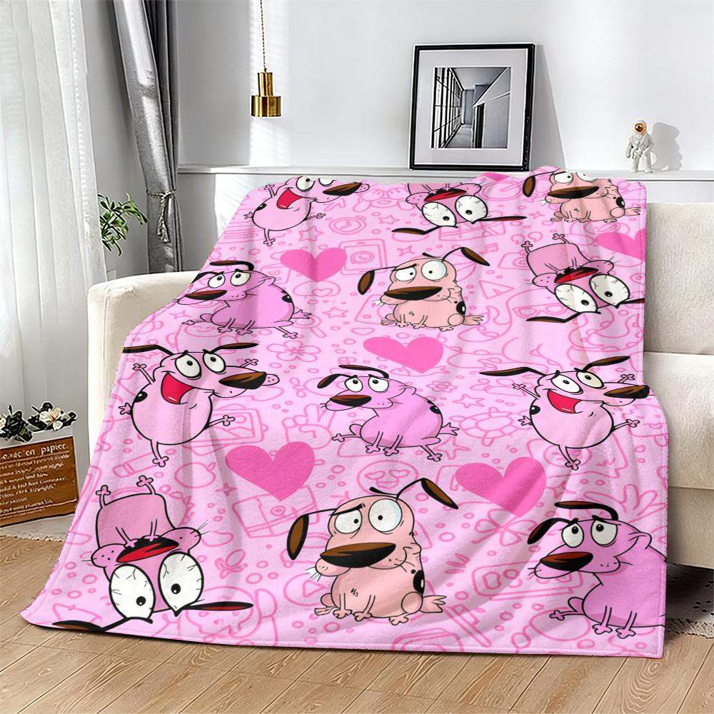 Cowardly Dog - Courage Pink Cartoon Blanket Soft Funny Throw Blanket Cozy Lightweight Plush Portable Cover Blanket For Sofa,Warm Gift For Birthday,Christmas,Multiple Blanket Suitable for all four seasons A gift suitable for fans, friends and children
