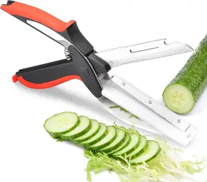 Stainless Steel Blade Kitchen Vegetable Scissors - Food Cutter with Cutting Board, Quick Slicer, Chopper for Meat and Vegetables