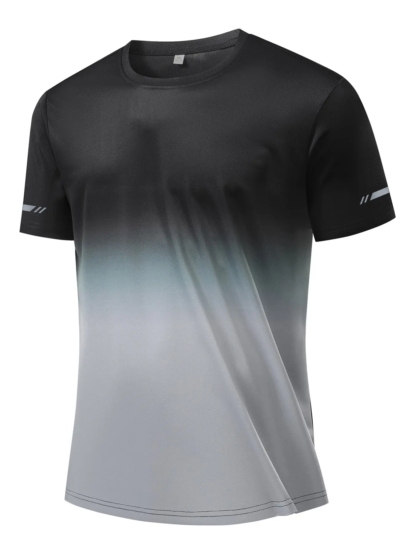 Men's Quick-Dry Sport T-Shirt, Gradient Print Round Neck Short Sleeve, Running Badminton Outdoor Fitness, Versatile Athletic Top, Dry Fit Activewear, Athletic Tee, Dry Fit Tees