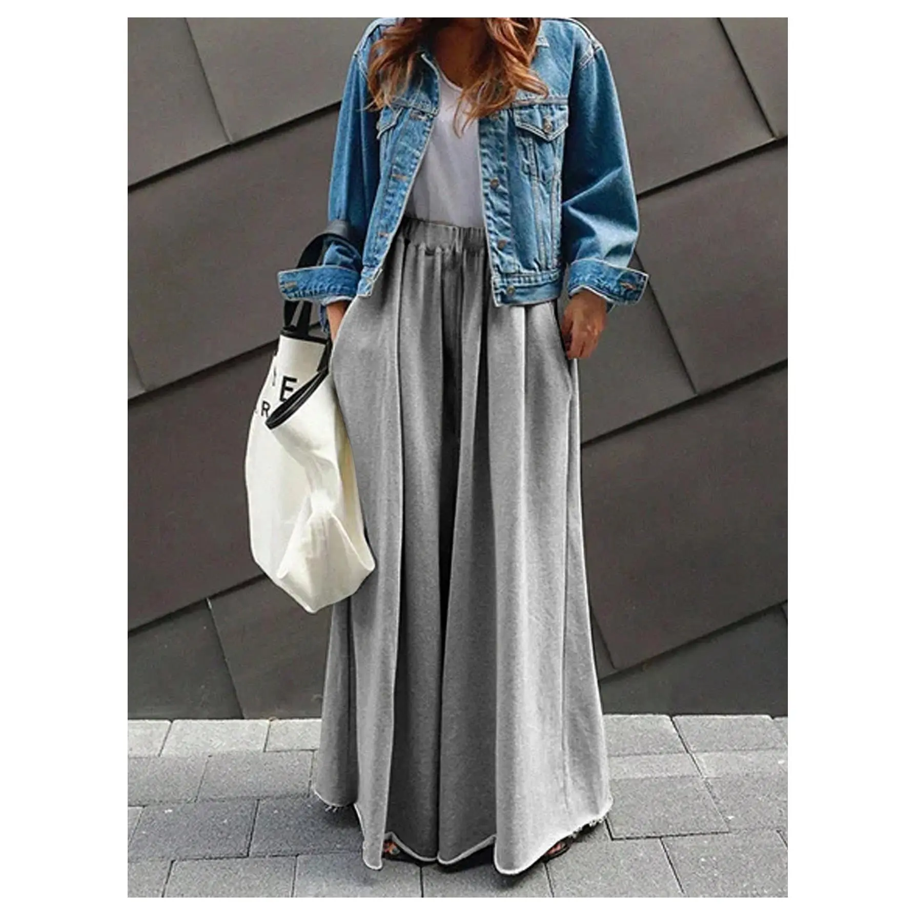 Unisex Elastic High Waisted Drawstring Wide Leg Business Casual Trousers Summer 2026