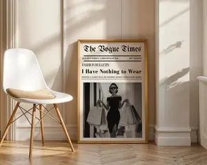 (No Frame) Trendy Newspaper Print Poster Vogue Magazine Style, Fashion Art