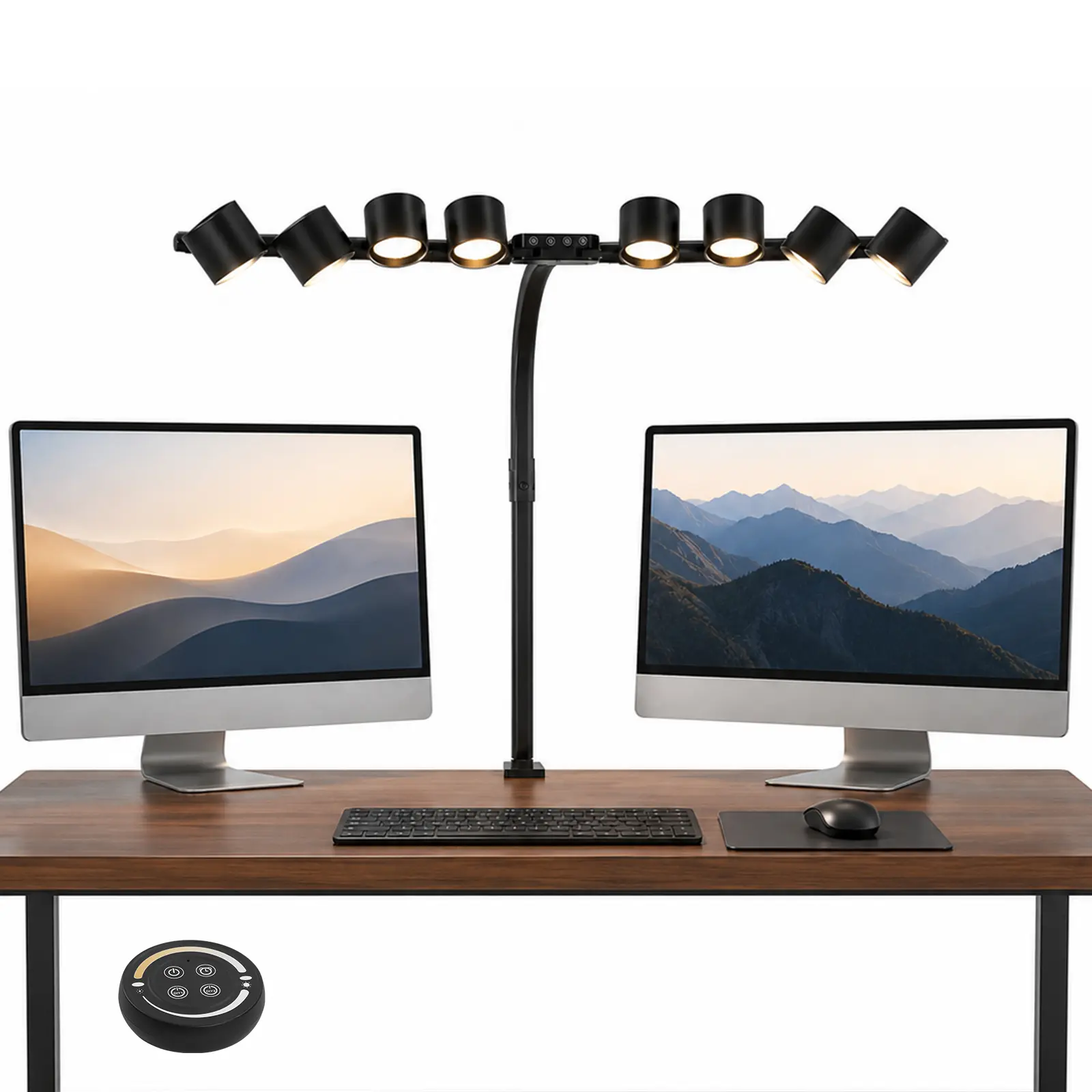 22W LED Desk Lamp with Clamp, 8-Head Architect Light with Remote & Touch Control, 1400LM Eye-Caring Drafting Lamp, Stepless Dimming, 3000K–6500K, 360° Adjustable for Home Office, Crafting & Studio