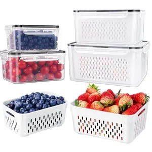 Refrigerator Fruit Storage Box, Detachable Filter, 4-Pack, Dual Function Divider, Sealed Freshness, Dishwasher Safe, Keeps Berries Fresh, Preserving Containers