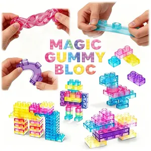 Jelly Flexible Blocks Set, Magic Soft Gel Interactive Stem Toy, Unisex Desk Play Toy, Birthday Christmas Gift, Ages 3+, Includes Box