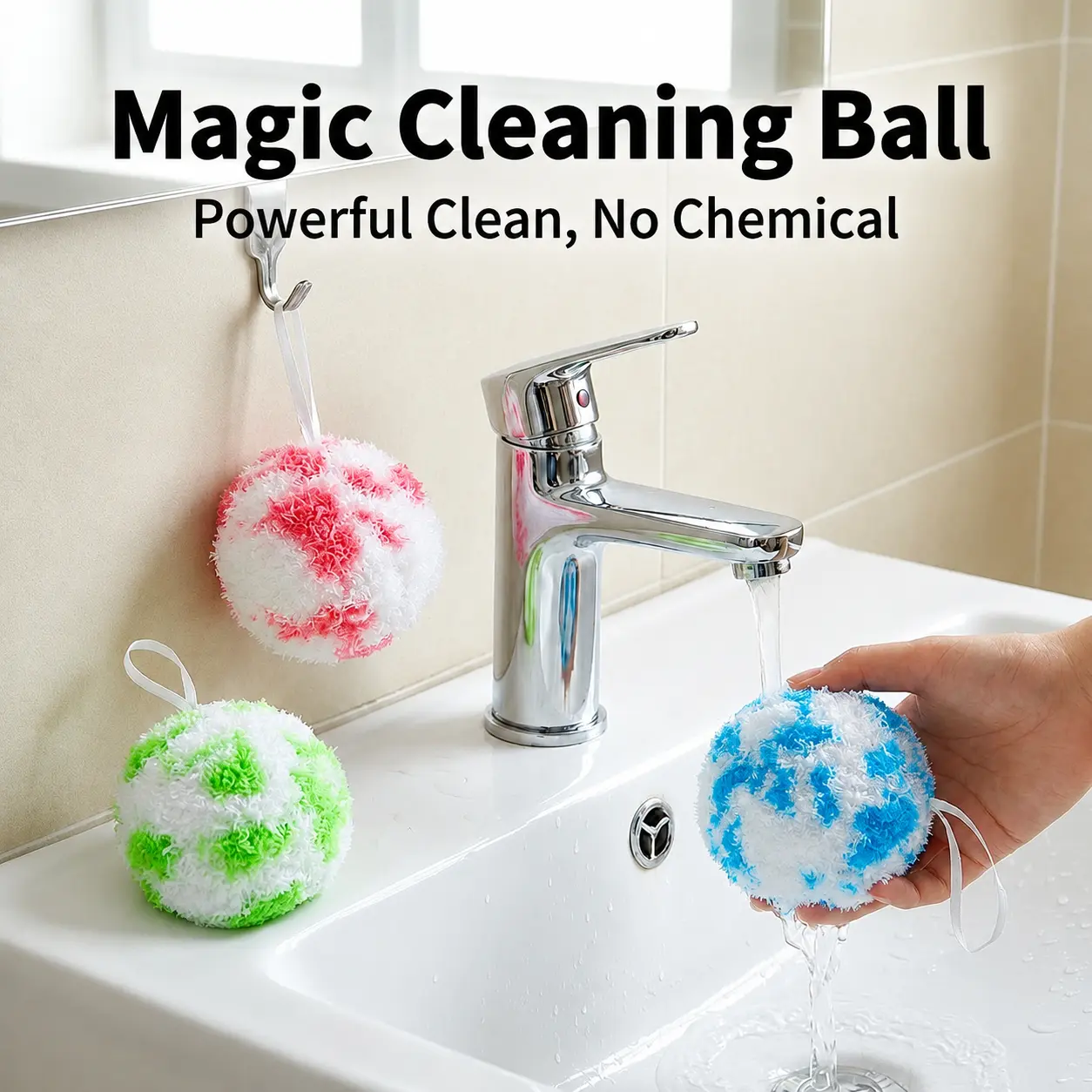Reusable PVC Plastic Scrubber Balls - Non-Scratch, Flexible Home Care Cleaning Supplies for Kitchen/Bath Sink, Tub
