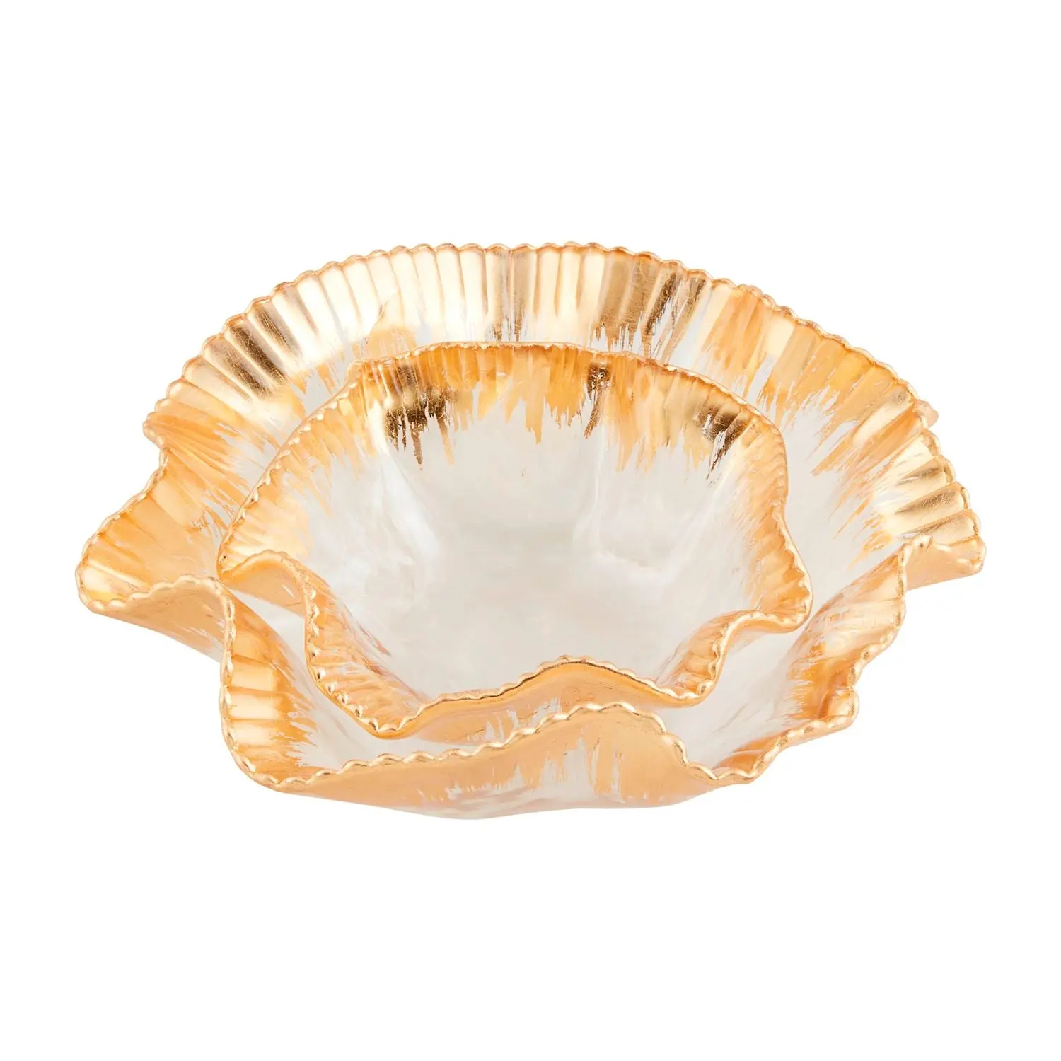 GOLD EDGE RUFFLE BOWL SET