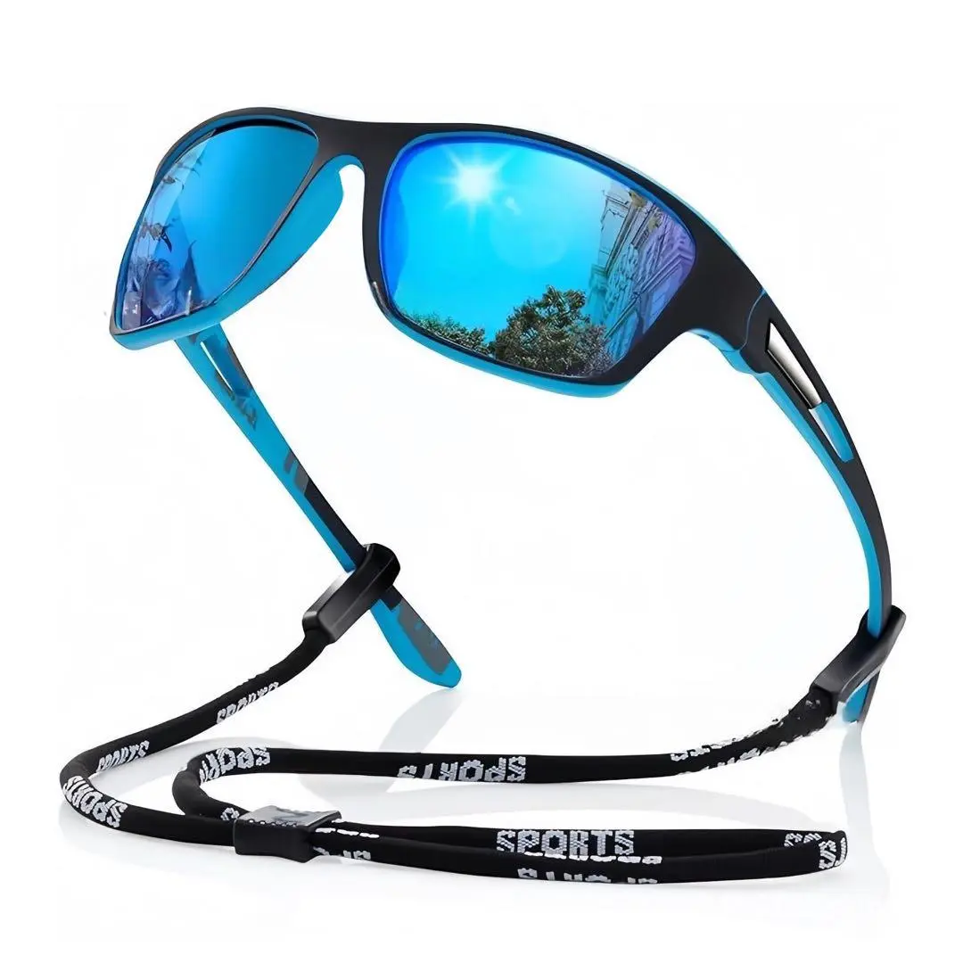 Outdoor Sports Polarized Sunglasses, UV Protection Goggles with Glasses Rope, Portable Sunglasses For Driving Hiking, Sports Eyewear, Summer Sports Sunglasses, Lightweight Sports Sunglasses